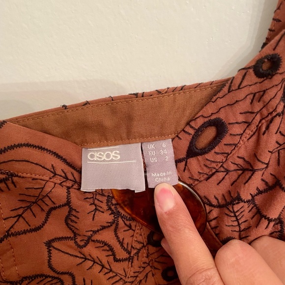 ASOS Brown Eyelet Bustier Midi Dress with Mismatch Buttons - New, never worn. - Picture 9 of 9